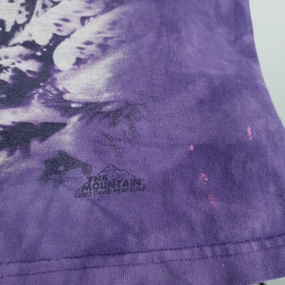 The Mountain Large Vintage Native American Wolf Tie Dye Purple T Shirt Thrashed - Picture 4 of 10